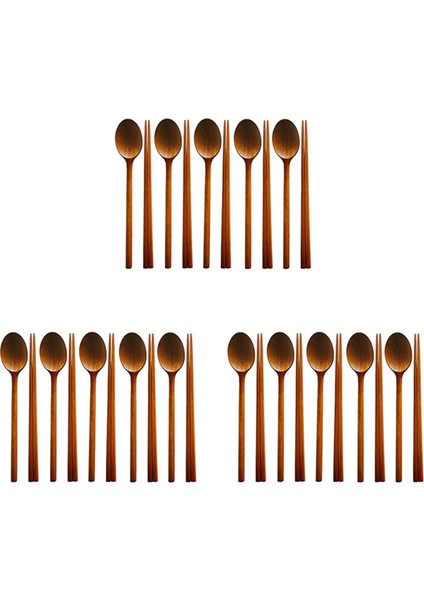 [gui Xulian]el Yapımı Hünnap Ağacı Ahşap Kore Yemek Takımı Kombinasyonları Gereç, 15 Kaşık ve Yemek Çubukları Seti (Yurt Dışından)