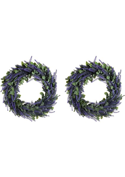 [gui Xulian] 2x Yapay Çelenk, Kapı Çelengi 17 Inç Lavanta Bahar Çelengi Ön Kapı Için Yuvarlak Çelenk, Ev Dekorasyonu (Yurt Dışından)