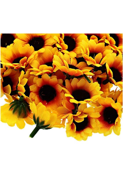 [gui Xulian] 200 Adet Yapay Ayçiçeği Küçük Papatya Gerbera Çiçek Başları Düğün Dekor Için (Sarı ve Kahve) (Yurt Dışından)