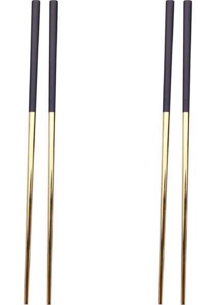 [gui Xulian] 10 Çift Yemek Çubukları Paslanmaz Çelik Çin Altın Seti Siyah Metal Çubuklar Suşi Yemek Takımı Için Kullanılan Set (Yurt Dışından)