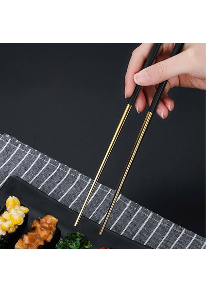 [gui Xulian] 10 Çift Yemek Çubukları Paslanmaz Çelik Çin Altın Seti Siyah Metal Çubuklar Suşi Yemek Takımı Için Kullanılan Set (Yurt Dışından) indirimleri