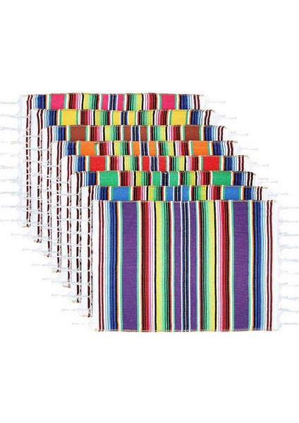 [gui Xulian] 24X Meksika Masa Servis Altlıkları, Saçaklı Battaniye Masa Koşucusu 12 x 16 Inç (Rastgele Renkli Servis Altlıkları) (Yurt Dışından)