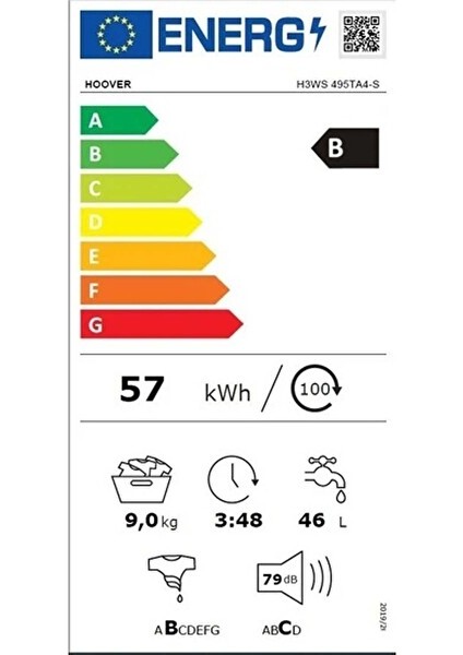 H3WS 495TA4-S 9 kg Wi-Fi + Bluetooth Bağlantılı 1400 Devir Çamaşır Makinesi