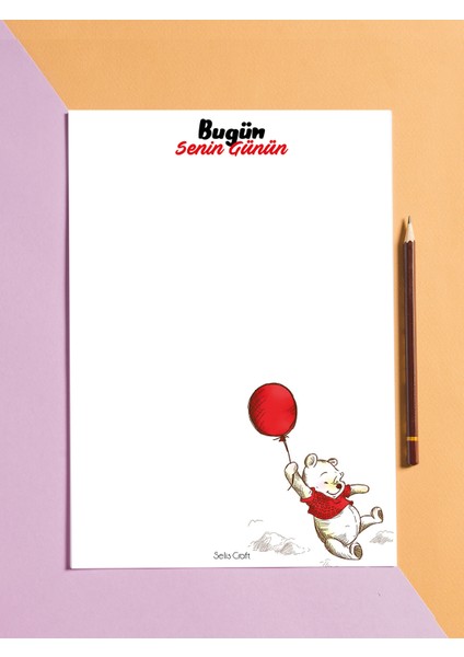 Winnie The Pooh Desenli Düz Notepad 01 Günlük Planlayıcı, Defter, To Do List, Not Defteri, Ajanda