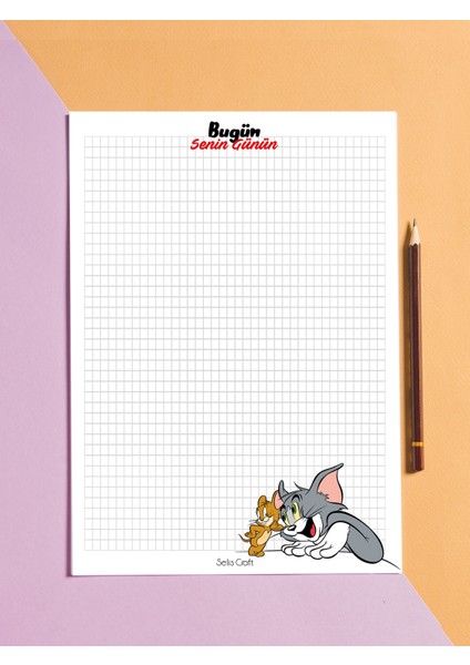 Tom&jerry Kareli Notepad 01 Günlük Planlayıcı, Defter, To Do List, Not Defteri, Ajanda