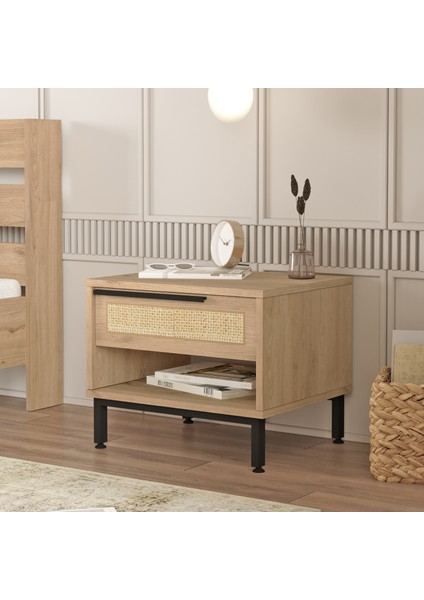 Ocean Komodin Çekmeceli Metal Ayaklı Uv Baskı Sepet-Jüt ON14-SU