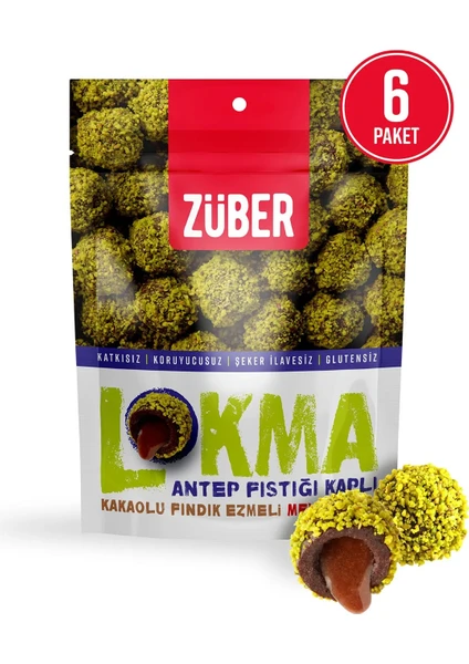 Antep Fıstığı Kaplı Kakaolu Fındık Ezmeli Meyve Topu 96 gr x 6 Paket