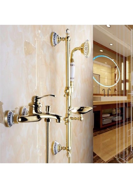 Banyo Altın Dore Duş Seti Özel Taşlı Yeni Model..!!! Adınıza Faturalı 5yıl Güvenceli Ürün