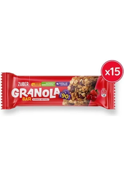 Kırmızı Meyveli Granola Bar 25 G x 15