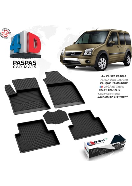 S-Dizayn Ford Connect 4D Havuzlu Paspas 2002-2014 A+Kalite