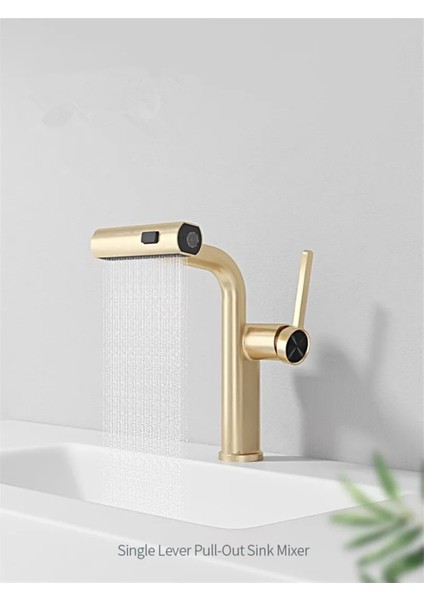 Banyo Lavabo Bataryası Duş Şelale 3 Fonksiyonlu Spiralli Mat Gold fiyatları