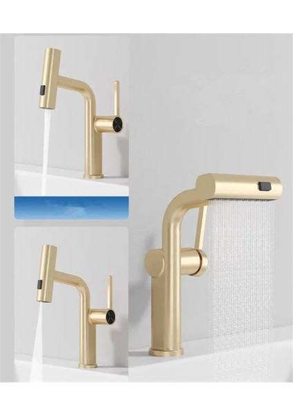 Banyo Lavabo Bataryası Duş Şelale 3 Fonksiyonlu Spiralli Mat Gold modelleri
