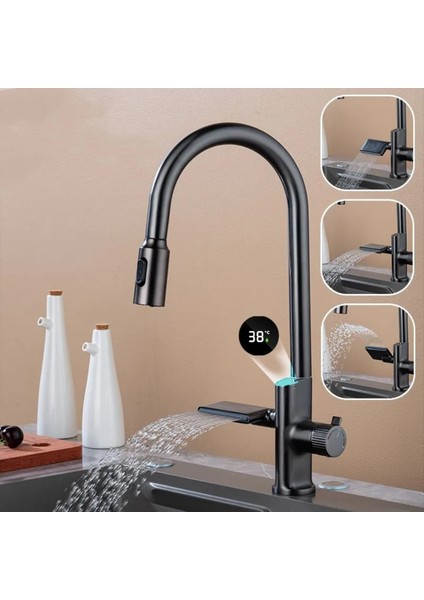 Mutfak Eviye Bataryası Dijital Sıcaklık Sensörlü Duş Şelale Spiralli Yeni Ithal 7 Yıl Garantili indirimleri