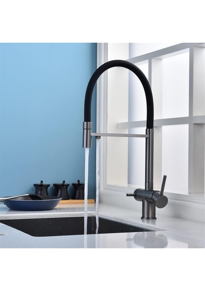 Mutfak Evye Bataryası Dual Flow Su Arıtma Çıkışlı Spiralli Antrasit Gri Yeni Ithal fiyatları