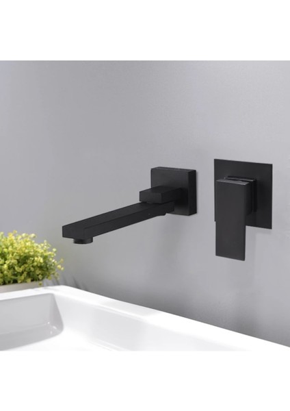 Banyo Lavabo Bataryası Ankastre Siyah Set Yeni Hareketli Tasarım Sıva Altı Dahil
