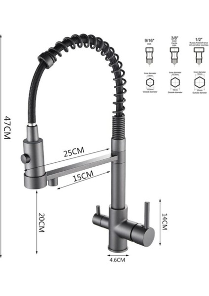 Mutfak Evye Bataryası Dual Flow Su Arıtma Çıkışlı Antrasit Gri Yeni Model Fiskiyeli 5 Yıl Garanti indirimleri