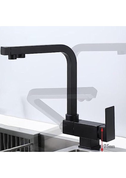Mutfak Pencere Önü Katlanır Evye Bataryası Su Arıtma Çıkışlı Yeni Mat Siyah 7 Yıl Garantili