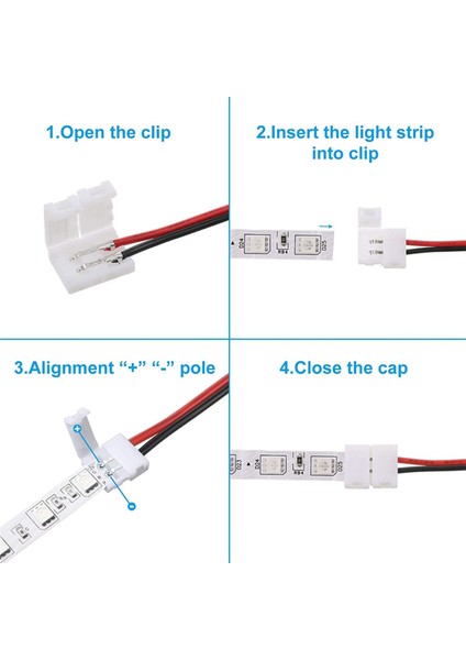 【gui Xulian】72 Adet 8mm 2 Pin LED Şerit Işık Konektörü 8 mm Genişliğinde Esnek Smd 3528 2835 Tek Renkli LED Şerit Işıklar Lehimsiz (Yurt Dışından)