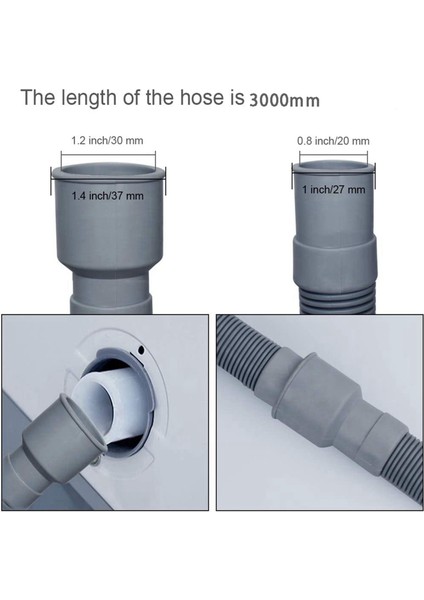[gui Xulian]2x Otomatik Tamburlu Çamaşır Makinesi Drenaj Borusu Drenaj Hortumu Bağlantı Parçaları, 3 Metre (Yurt Dışından)