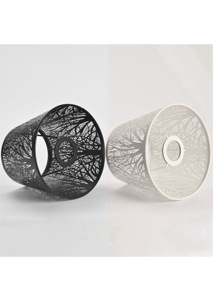 [gui Xulian] Ampul Üzerinde 2x Küçük Abajur Klipsi, Masa Avize Duvar Lambası Siyah Için Ağaç Desenli Varil Metal Abajur (Yurt Dışından)