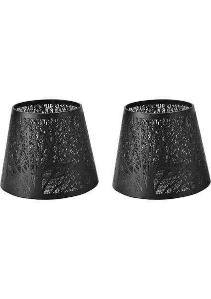 [gui Xulian] Ampul Üzerinde 2x Küçük Abajur Klipsi, Masa Avize Duvar Lambası Siyah Için Ağaç Desenli Varil Metal Abajur (Yurt Dışından) modelleri