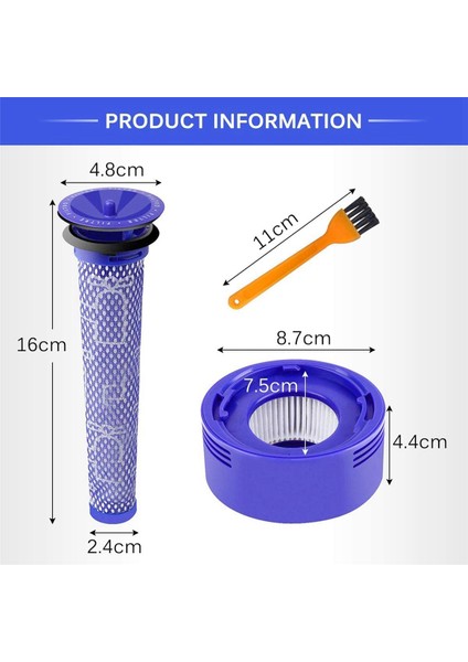 【gui XULIAN】DC58 DC59 DC61 DC62 V7 Için 2x Filtre, Elektrikli Süpürge Filtresi Yedek Parçaları Için Ön ve Son Filtre (Yurt Dışından)