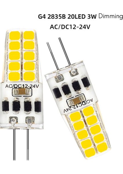 [gui Xulian] 20PCS G4 LED Ampul AC/DC12V-24V 3W LED G4 Işık 20LED 360 Işın Açısı Işık 2835SMD 30W Halojen Lambayı Değiştirin, Soğuk Beyaz (Yurt Dışından)