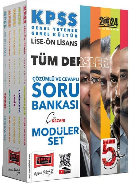 2024 KPSS Lise Ön Lisans 5Yüz Ekibi Genel Yetenek Genel Kültür Tüm Dersler Çözümlü ve Cevaplı Modüler Soru Bankası Seti
