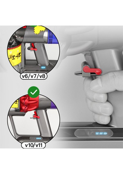 【gui Xulian】2x Tetik Kilidi ve V7 V10 V11 Elektrikli Süpürge Parçaları Için Uyumlu Esnek Uzatma Hortumu Kırmızı (Yurt Dışından) modelleri