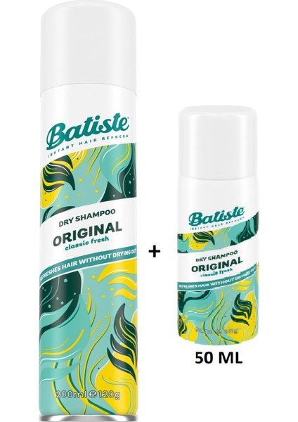 Batıste Kuru Şampuan Orıgınal 200 Ml + Batıste Kuru Şampuan Orıgınal 50 Ml