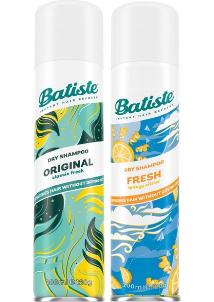 Batıste Kuru Şampuan Orıgınal 200 Ml + Batıste Kuru Şampuan Fresh 200 Ml