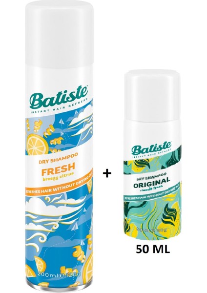 Batıste Kuru Şampuan Fresh 200 Ml + Batıste Kuru Şampuan Orıgınal 50 Ml