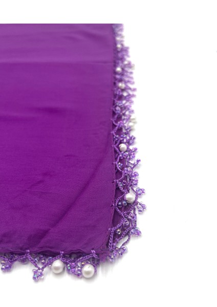 Pamuklu Damla Inci Boncuklu Yosun Yeşili Eşarp Yüksek Kalite Yazma 100X100CM