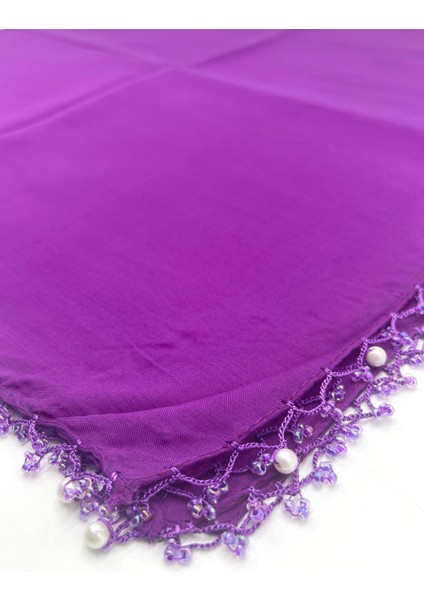 Pamuklu Damla Inci Boncuklu Yosun Yeşili Eşarp Yüksek Kalite Yazma 100X100CM