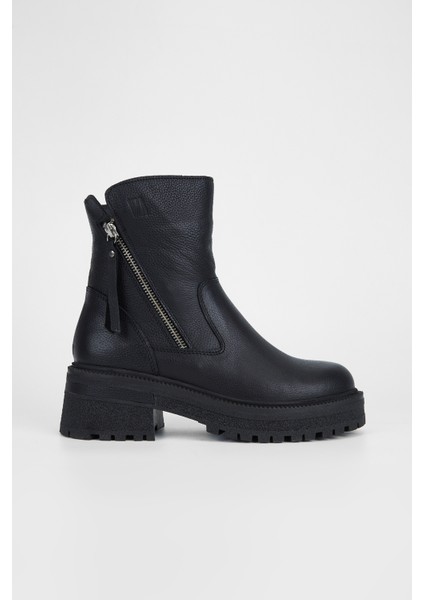 Kadın Siyah Floter Hakiki Deri Casual Bot 775 32201 Bn Bot SK23/24