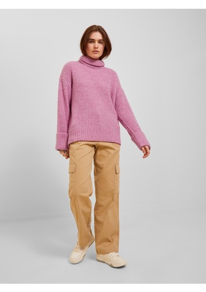 Balıkçı Yaka Rahat Kesim Pembe Kadın Kazak 12248446 fiyatları