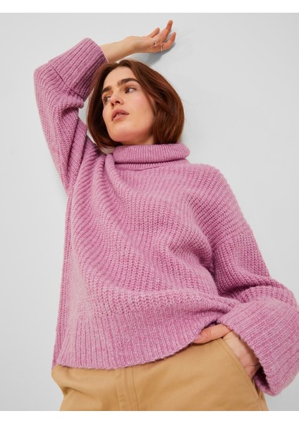 Balıkçı Yaka Rahat Kesim Pembe Kadın Kazak 12248446 modelleri