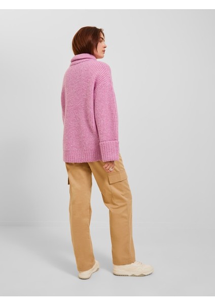 Balıkçı Yaka Rahat Kesim Pembe Kadın Kazak 12248446 fırsatları