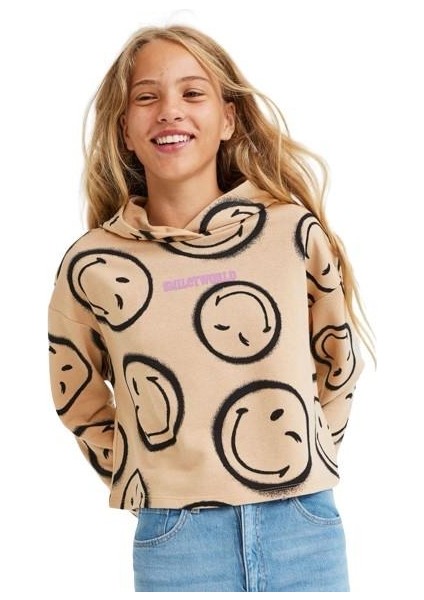 Smile Kapüşonlu Kız Çocuk Sweatshirt