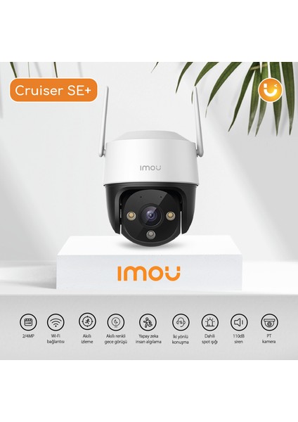 IMOU Cruiser SE+ DışOrtam Akıllı WiFi Kamera/2MP-Renkli Gece Görüşü-360° Hareket-İnsan Algılama-Caydırıcı LED ve Siren-SD Kart-ONVIF-Bulut(IPC-S21FEP)