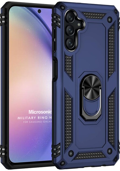 Samsung Galaxy A24 Kılıf Military Ring Holder Lacivert