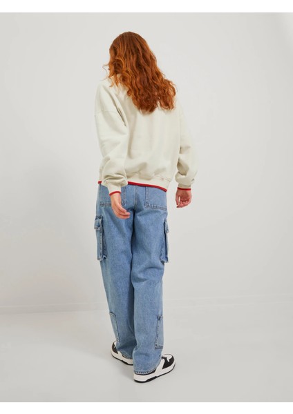 Bisiklet Yaka Rahat Kesim Baskılı Kemik Kadın Sweatshirt 12246744 modelleri