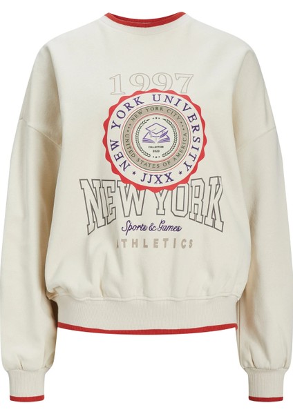 Bisiklet Yaka Rahat Kesim Baskılı Kemik Kadın Sweatshirt 12246744 fırsatları