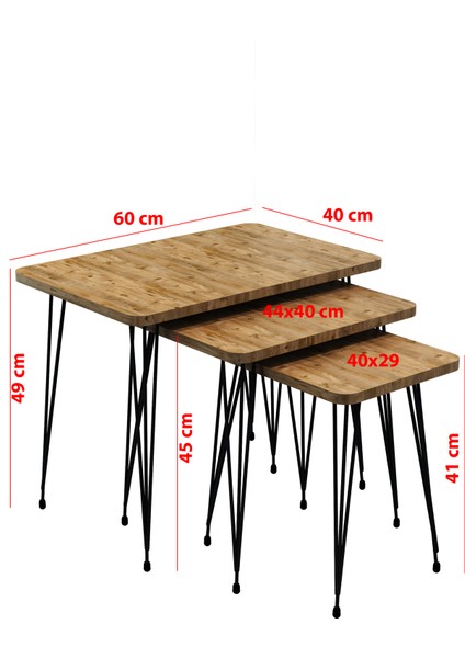 Mass Store3'lü Metal Ayak Zigon Sehpa Dekoratif Dikdörtgen Model modelleri