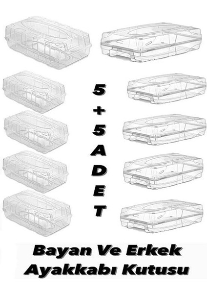 Ayakkabı Saklama Kutusu 5 Adet Erkek 5 Adet Kadın Ayakkabı Saklama Kutusu
