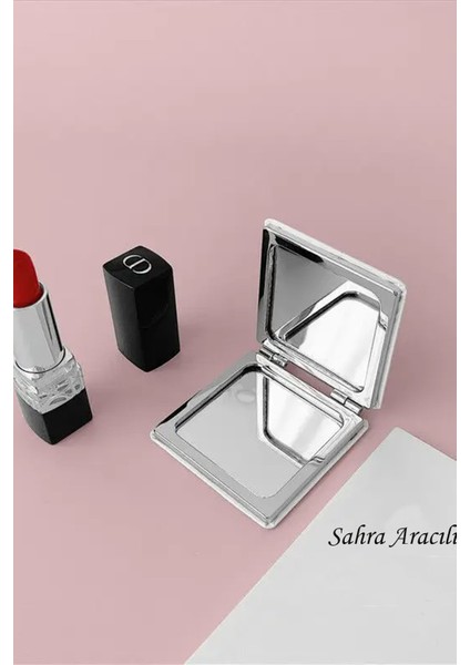 Organizasyon Metal Cep Çanta Aynası Makyaj Aynası Kapaklı Gümüş Kişiye Özel fırsatları