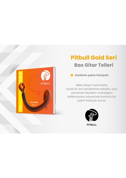 Pitbull Strings Gold Seri Geb-4 Sl Super Light Takım Tel Bas Gitar Teli 40-095