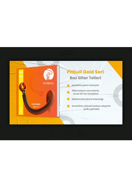 Pitbull Strings Gold Seri Geb-4 Sl Super Light Takım Tel Bas Gitar Teli 40-095