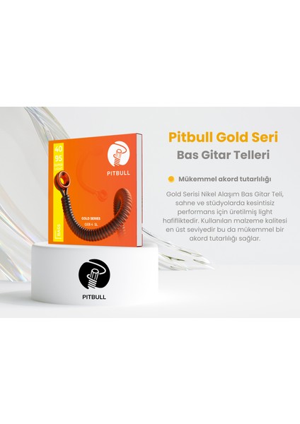 Pitbull Strings Gold Seri Geb-4 Sl Super Light Takım Tel Bas Gitar Teli 40-095