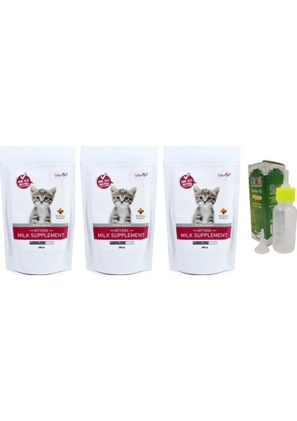 Yavru Kedi Süt Tozu 3 Adet + Biberon 60 ml Biberon